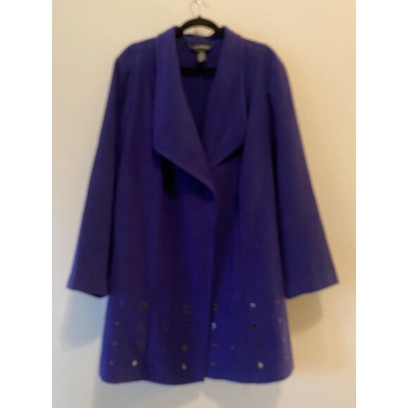 Catherines Purple Open Front Coat Grommet Detail 2X 22/24W - Picture 1 of 10